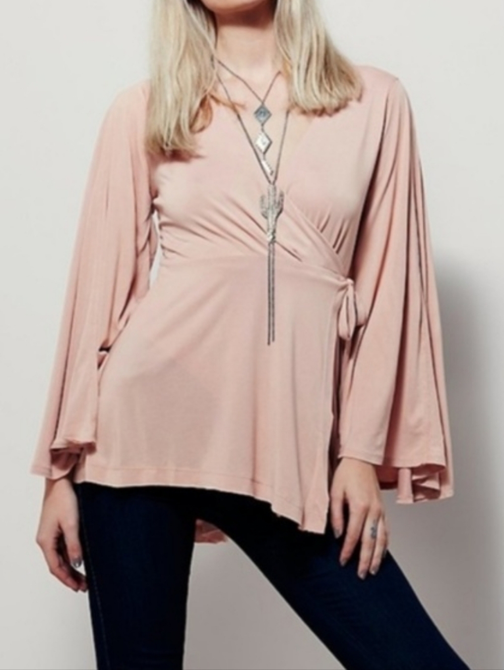 FREE PEOPLE Dynasty Bell Sleeve Wrap Top Sz S